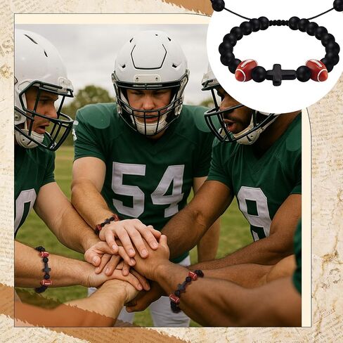 Tondiamo 20 Set Football Bracelet with Card Football Gifts for Sports Bracelet for Player Beaded Ball Bracelets Gifts in Saudi Arabia