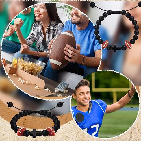 Tondiamo 20 Set Football Bracelet with Card Football Gifts for Sports Bracelet for Player Beaded Ball Bracelets Gifts in Saudi Arabia