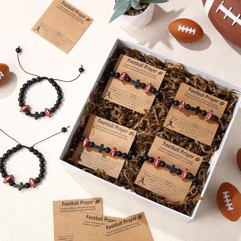 Tondiamo 20 Set Football Bracelet with Card Football Gifts for Sports Bracelet for Player Beaded Ball Bracelets Gifts in Saudi Arabia