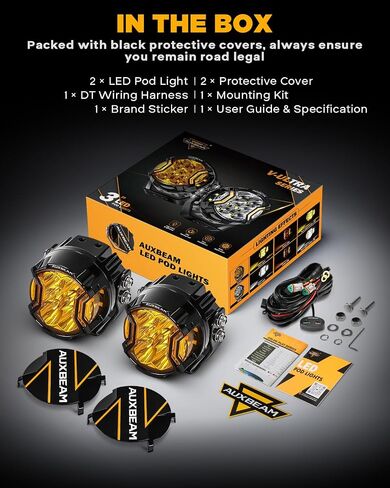 Auxbeam V-Ultra Series Round LED Offroad Lights, 3 Inch Side Shooter LED Pods, 7 Inch Spot Lights Offroad 270° Wide, Automotive Light Bar Amber DRL Light Fog Ditch Off-Road Lighting in Saudi Arabia