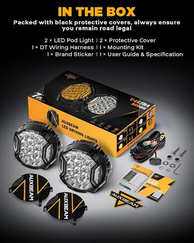 Auxbeam V-Ultra Series Round LED Offroad Lights, 3 Inch Side Shooter LED Pods, 7 Inch Spot Lights Offroad 270° Wide, Automotive Light Bar Amber DRL Light Fog Ditch Off-Road Lighting in Saudi Arabia