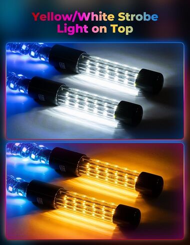KEMIMOTO 2pc 3ft LED Whip Lights for UTV ATV with Strobe, Spiral Lighted Whips for Side by Side, App & Remote Controlled Whip Antennas Compatible with Polaris RZR Sportsman Ranger Can-Am Maverick X3 in Saudi Arabia