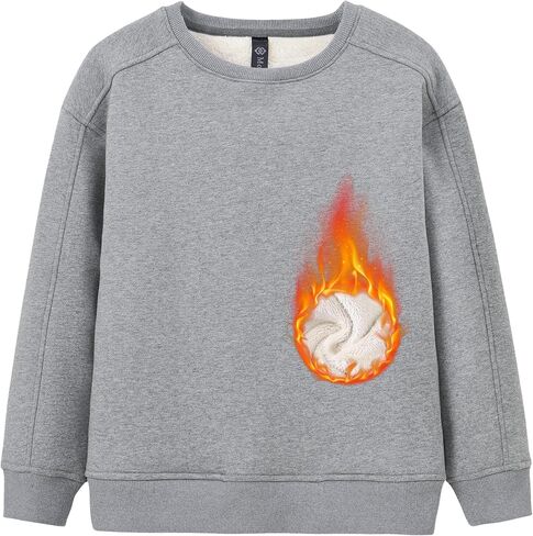 Unisex Boy's Winter Warm Sherpa Lined Crewneck Pullover Sweatshirt Fleece Casual Fashion Sweatshirts in Saudi Arabia