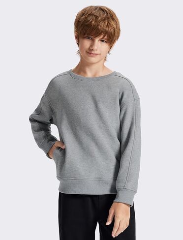 Unisex Boy's Winter Warm Sherpa Lined Crewneck Pullover Sweatshirt Fleece Casual Fashion Sweatshirts in Saudi Arabia
