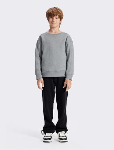 Unisex Boy's Winter Warm Sherpa Lined Crewneck Pullover Sweatshirt Fleece Casual Fashion Sweatshirts in Saudi Arabia