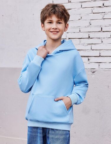 Arshiner Boys Hooded Sweatshirt Fleece Pullover Long Sleeve Warm Hoodies with Pocket for Kids 5-14 Years in Saudi Arabia
