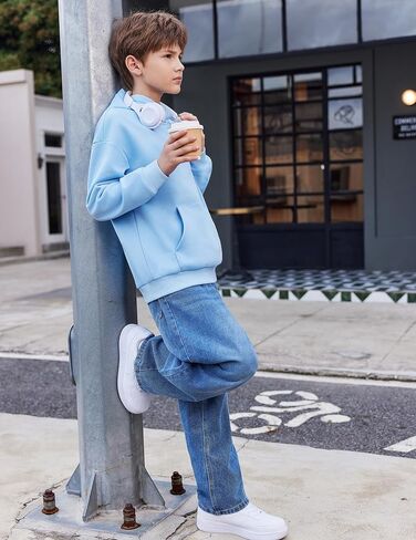 Arshiner Boys Hooded Sweatshirt Fleece Pullover Long Sleeve Warm Hoodies with Pocket for Kids 5-14 Years in Saudi Arabia