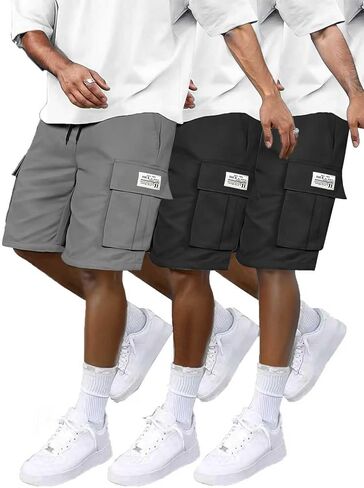 3 Pack Boys Cargo Shorts, Outdoor Quick Dry Hiking Shorts, Lightweight Athletic Short with Zipper Pockets in Saudi Arabia