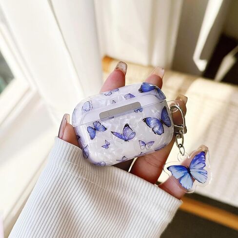 متوافق مع حافظة AirPods Pro الجيل الثاني/الأول، تصميم شريطي أنيق لطيف مع سلسلة مفاتيح لامعة، غطاء واقٍ فاخر من اللؤلؤ الأبيض للفتيات والنساء - Pro2 Bow in Kuwait