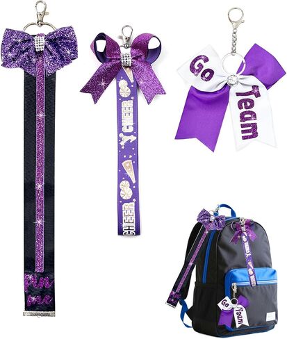 3 قطع Cheer Pin ME RIBBON SET - 13in+8in+6in لحقائب الظهر ، keychain & team | Glitter Cheerleader Assectories Gift for Squad ، Coach in Kuwait
