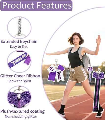 3 قطع Cheer Pin ME RIBBON SET - 13in+8in+6in لحقائب الظهر ، keychain & team | Glitter Cheerleader Assectories Gift for Squad ، Coach in Kuwait