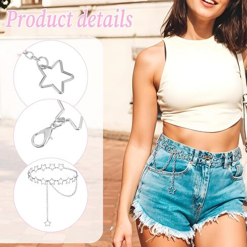 Women's Star Waist Chain Silver Metal Belly Chain Belt Adjustable Plus Size Chains Body Cute Decorative Accessories Suitable Formal Wear Jeans Dresses Casual Pants Girls Gifts in Saudi Arabia