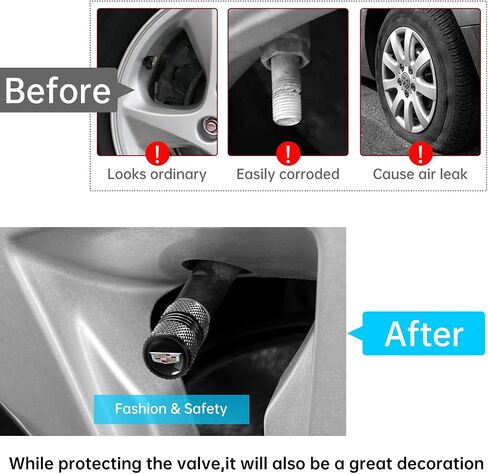 Tire Valve Stem Cap for Lexus Metal Tire Stem Cover with Belt O-Ring Air caps Sports Accessories 4 Pieces (Black) in Kuwait