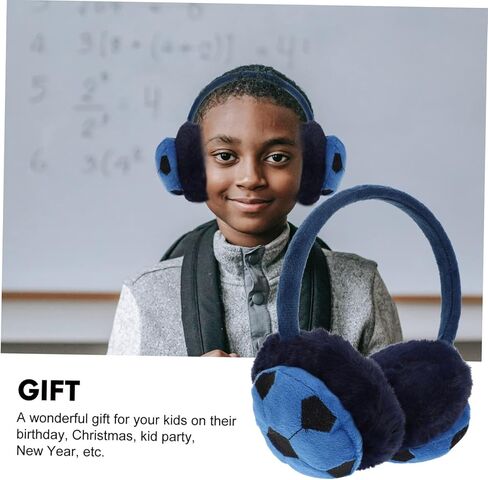 LIFKOME Boy's Winter Football Ear Warmer Earmuff Lightweight Comfortable Ear Cover for Outdoor Cold Cozy Soft Blue Black Protective Winter Accessory in Saudi Arabia