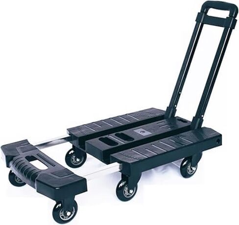 Heavy-Duty Foldable Hand Truck with 6 Wheels, Compact Trolley Cart for Home, Office & Travel, 330lbs Capacity, Adjustable Handle for Luggage & Moving (Black, 3-inch) in Saudi Arabia