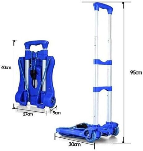 Heavy Duty Folding Hand Truck - Portable Foldable Trolley for Luggage, Shopping, Travel & Home Use - Durable Sack Wheel Cart for Office & Daily Essentials in Saudi Arabia