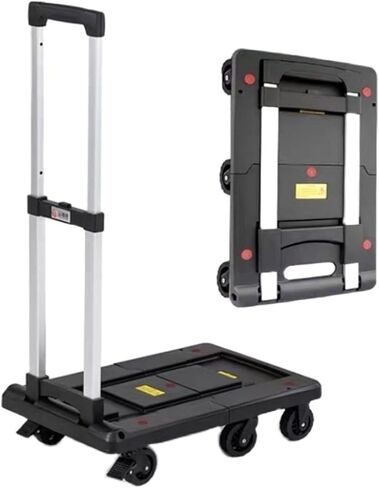 Heavy Duty Folding Push Cart - Portable Plastic Trolley with Retractable Chassis for Luggage & Office Moving - Small Blue Platform Hand Truck in Saudi Arabia