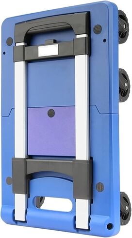 Heavy Duty Folding Push Cart - Portable Plastic Trolley with Retractable Chassis for Luggage & Office Moving - Small Blue Platform Hand Truck in Saudi Arabia