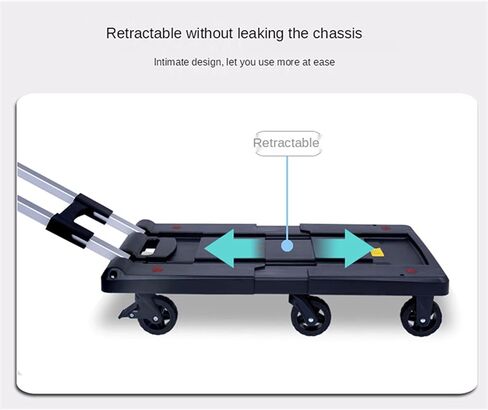 Heavy Duty Folding Push Cart - Portable Plastic Trolley with Retractable Chassis for Luggage & Office Moving - Small Blue Platform Hand Truck in Saudi Arabia