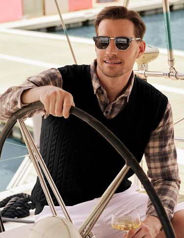 JMIERR Men's Sweater Vests Causal Sleeveless Cable Striped Knit V Neck Pullover in Saudi Arabia
