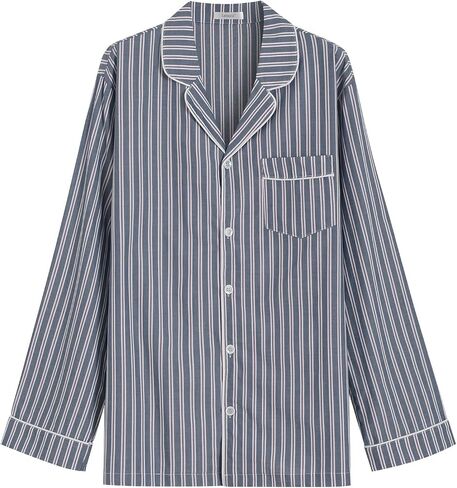Latuza Men's Button Up Pajama Shirt Cotton Long Sleeve Sleep Shirt in Saudi Arabia