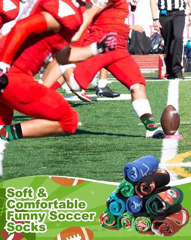 Ramede 48 Pairs Football Socks Bulk Novelty Sports Crew Socks Funny Football Pattern for Men Women Team Gifts in Saudi Arabia