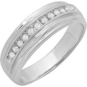 Dazzlingrock Collection 0.25 Cttw Round White Diamond Channel Set Wedding Band for Men in 925 Sterling Silver in Saudi Arabia