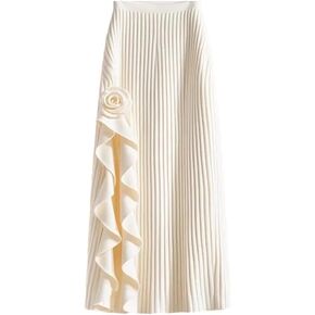Women Elegant Irregular Pleated A-Line Skirt Elastic High Waist Ruffle Casual Party Flower Skirts in Saudi Arabia