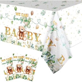 3 Packs We Can Bearly Wait Baby Shower Tablecloth Decorations Teddy Bear Table Cover Balloon Bear Plastic Tablecloth for Bear Theme Birthday Baby Shower Party Decor, 54 x 108 Inch() in Kuwait