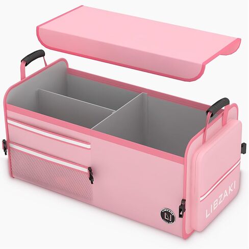 Libzaki Excerize 4 in 1 Car Trunk Storage Organizer ، صندوق تخزين جذع قابل للطي قابلاً للطي قابلية للطي مع حقيبة باردة لشاحنة السيارة SUV-Black in Kuwait