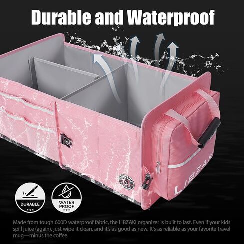 Libzaki Excerize 4 in 1 Car Trunk Storage Organizer ، صندوق تخزين جذع قابل للطي قابلاً للطي قابلية للطي مع حقيبة باردة لشاحنة السيارة SUV-Black in Kuwait