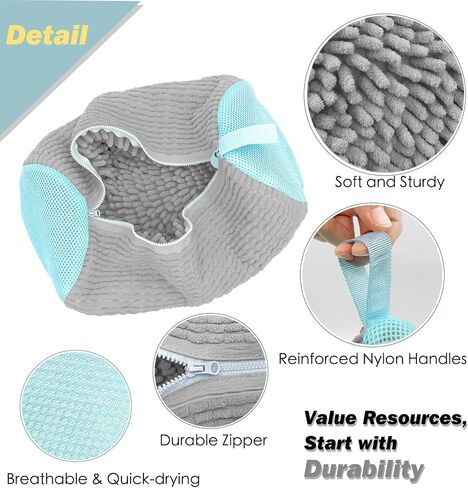 Shoe Washing Machine Bag,Laundry Shoe Bag for Washer and Dryer,Reusable Shoe Cleaning Bag for Sneakers,Tennis Shoes,With Self-locking Zipper, Microfiber Inside,Include Shoes Storage Bag(Grey,1PC) in Saudi Arabia