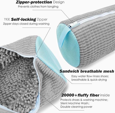 Shoe Washing Machine Bag,Laundry Shoe Bag for Washer and Dryer,Reusable Shoe Cleaning Bag for Sneakers,Tennis Shoes,With Self-locking Zipper, Microfiber Inside,Include Shoes Storage Bag(Grey,1PC) in Saudi Arabia
