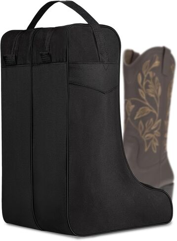 Black Boot Bag for Cowboy Boots–Travel Boot Carrier for Men & Women– Waterproof, Dustproof, Heavy-Duty Shoe Bag with Handle in Kuwait
