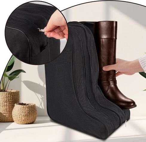 Black Boot Bag for Cowboy Boots–Travel Boot Carrier for Men & Women– Waterproof, Dustproof, Heavy-Duty Shoe Bag with Handle in Kuwait