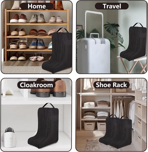 Black Boot Bag for Cowboy Boots–Travel Boot Carrier for Men & Women– Waterproof, Dustproof, Heavy-Duty Shoe Bag with Handle in Kuwait