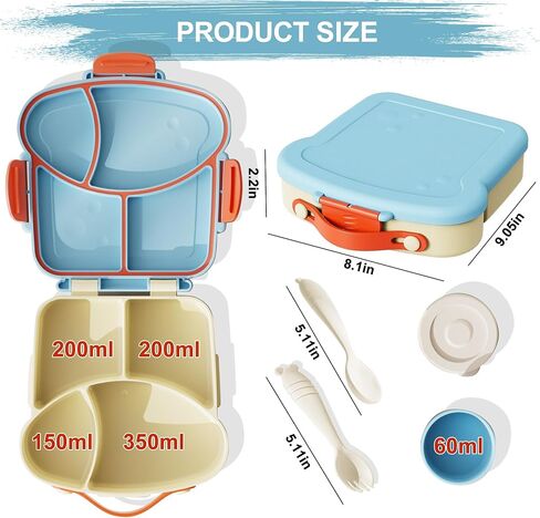 Kids Bento Lunch Box, Toast Shaped 4-Compartment 31OZ Container with Sauce Cup & Utensils (Ages 3+) Leak-Proof, Drop-Proof, Dishwasher Safe | BPA-Free Reusable Lunch Box for School, Travel | Pink in Saudi Arabia