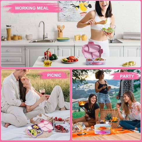 صندوق غداء الأطفال Bento ، حاوية 31 أوقية على شكل 4 أزياء مع كوب وأواني الصلصة (الأعمار 3+) مقاومة للتسرب ، مقاومة للانخفاض ، غسالة الصحون الآمنة | صندوق غداء قابل لإعادة الاستخدام خالية من BPA للمدرسة ، السفر | لون القرنفل in Kuwait