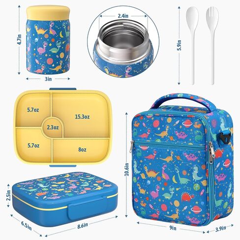 Kids Bento Lunch Box with Thermo Leak-Proof Snack Lunch Container with Insulated Lunch Bag Utensils Set Back to School Supplies Gifts for Boys and Girls Toddlers Kindergarten Lunch Accessories Purple in Saudi Arabia