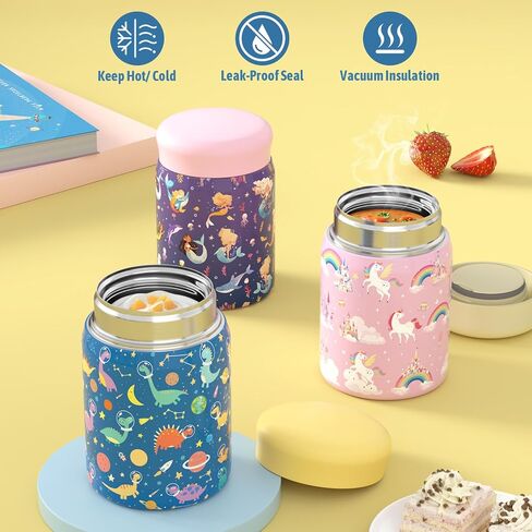 Kids Bento Lunch Box with Thermo Leak-Proof Snack Lunch Container with Insulated Lunch Bag Utensils Set Back to School Supplies Gifts for Boys and Girls Toddlers Kindergarten Lunch Accessories Purple in Saudi Arabia