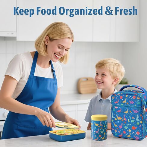 Kids Bento Lunch Box with Thermo Leak-Proof Snack Lunch Container with Insulated Lunch Bag Utensils Set Back to School Supplies Gifts for Boys and Girls Toddlers Kindergarten Lunch Accessories Purple in Saudi Arabia