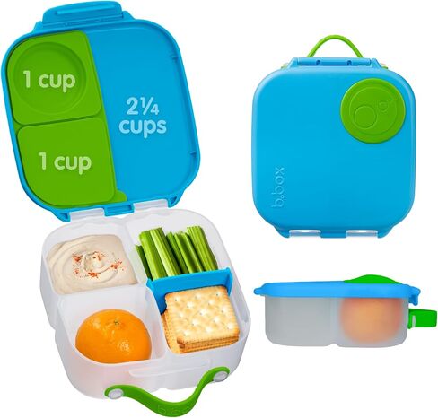 b.box Mini Bento Lunch Box for Kids – Leak Proof Toddler Lunch Box for Daycare w/Whole Fruit & Wet Food Compartments – 4 1/4 Cup Capacity - BPA Free Kids Snack Container (Ocean Breeze) in Saudi Arabia