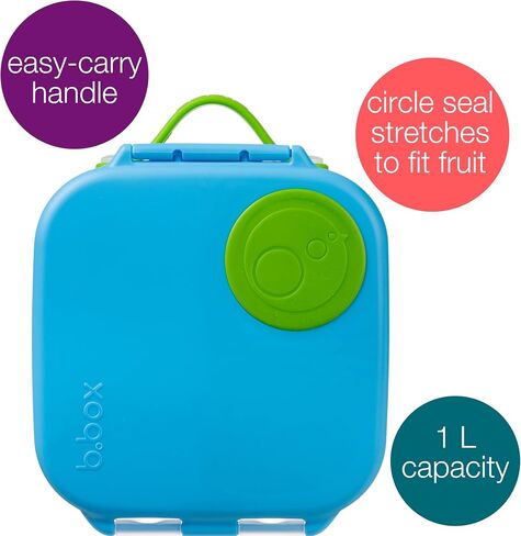 b.box Mini Bento Lunch Box for Kids – Leak Proof Toddler Lunch Box for Daycare w/Whole Fruit & Wet Food Compartments – 4 1/4 Cup Capacity - BPA Free Kids Snack Container (Ocean Breeze) in Saudi Arabia
