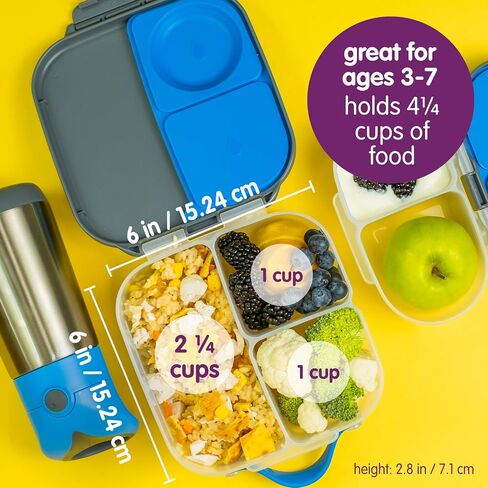 b.box Mini Bento Lunch Box for Kids – Leak Proof Toddler Lunch Box for Daycare w/Whole Fruit & Wet Food Compartments – 4 1/4 Cup Capacity - BPA Free Kids Snack Container (Ocean Breeze) in Saudi Arabia
