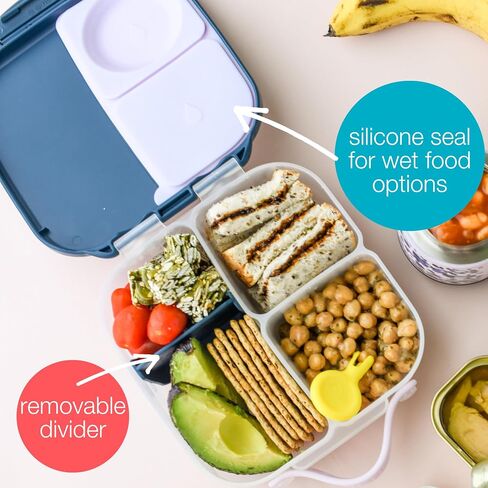 b.box Mini Bento Lunch Box for Kids – Leak Proof Toddler Lunch Box for Daycare w/Whole Fruit & Wet Food Compartments – 4 1/4 Cup Capacity - BPA Free Kids Snack Container (Ocean Breeze) in Saudi Arabia
