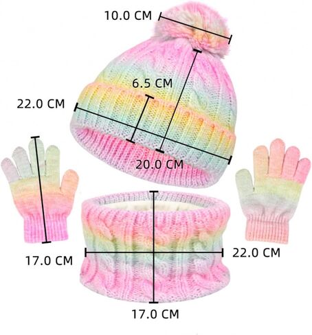 Kunyeah Toddler Beanie Hat Scarf Gloves Set Kids Knitted Mitten Fleece Lined Cap Neck Warmer for Boy Girl 3-10 Years in Saudi Arabia