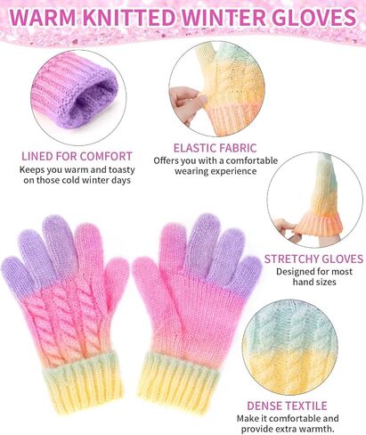 Kids Winter Hat Scarf Gloves Set, Girls Boys Toddler 8% Wool Warm Fleece Lined Pom Pom Beanie Hat Knit Neck Scarf Soft Thick Mittens Gloves for Cold Weather 3 In 1 Birthday Christmas Gift for Children in Kuwait