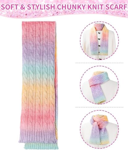 Kids Winter Hat Scarf Gloves Set, Girls Boys Toddler 8% Wool Warm Fleece Lined Pom Pom Beanie Hat Knit Neck Scarf Soft Thick Mittens Gloves for Cold Weather 3 In 1 Birthday Christmas Gift for Children in Kuwait