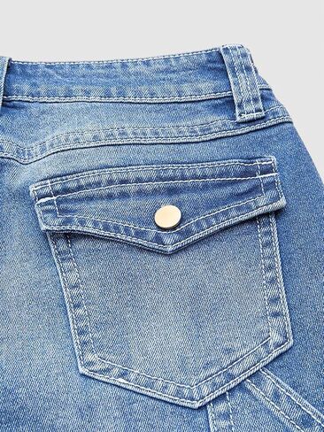 الجينز في منتصف الصعود جينز مستقيم الساق للنساء متعدد الجيبات جيب فاخر جينز عصري in Kuwait