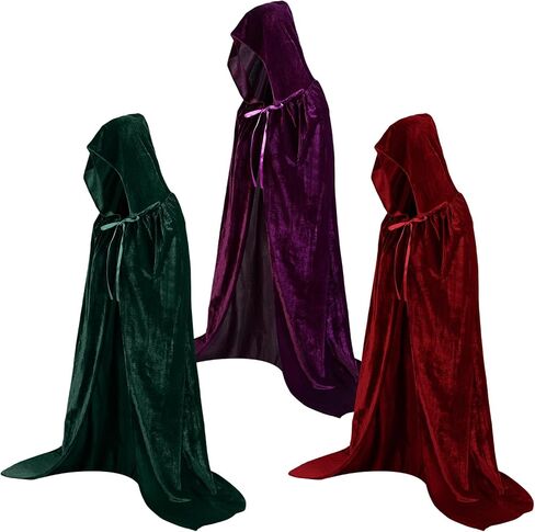 Liitrsh 3 Pcs Halloween Witch Sisters Costume Adults Hooded Robe Cloak for Cosplay Wizard Vampire in Saudi Arabia